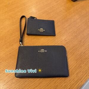 NWT Bundle Coach Mini Skinny ID Key Ring Card Case 88250 & cv396 Wristlet Black